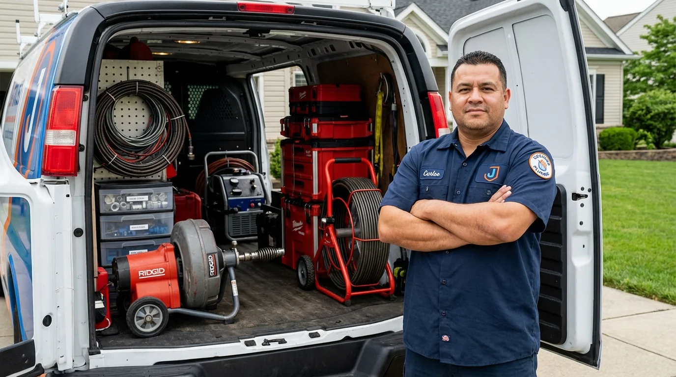Professional drain cleaning equipment and Johns Plumbing LLC plumber in New Windsor