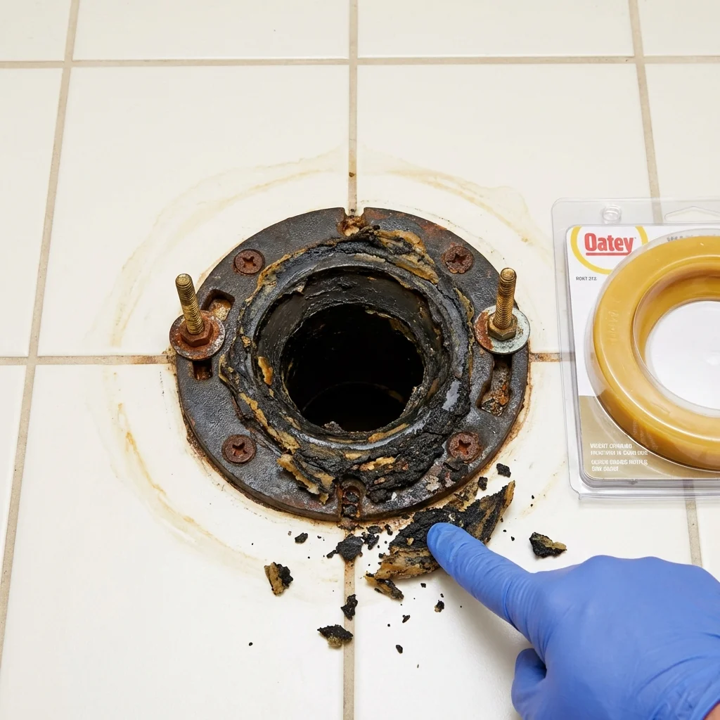 Failed wax ring showing water seepage at the base of a toilet in a New Windsor, NY home